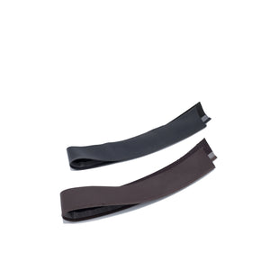 Premium leather sweatbands for hats. Black and Brown. Llama leather for sustainable sourcing.